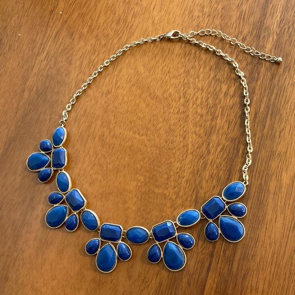3 for $10 - Cobalt Blue & Gold Statement Necklace - Picture 3 of 3